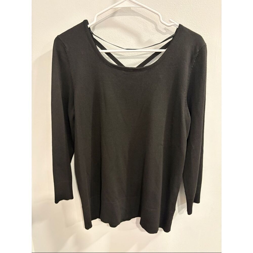 Cable & Gauge Black Long Sleeve Top with Crisscross Back - Picture 1 of 6